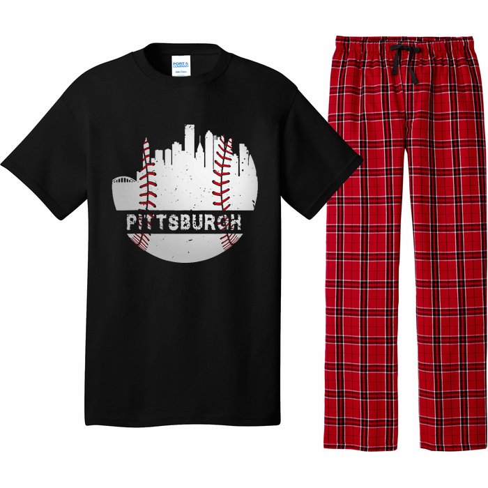 Pittsburgh Baseball Cityscape Distressed Novelty Pirate Gift Pajama Set