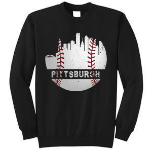 Pittsburgh Baseball Cityscape Distressed Novelty Pirate Gift Tall Sweatshirt