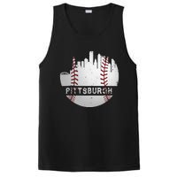 Pittsburgh Baseball Cityscape Distressed Novelty Pirate Gift PosiCharge Competitor Tank