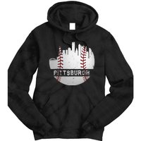 Pittsburgh Baseball Cityscape Distressed Novelty Pirate Gift Tie Dye Hoodie