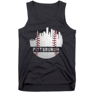 Pittsburgh Baseball Cityscape Distressed Novelty Pirate Gift Tank Top