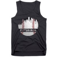 Pittsburgh Baseball Cityscape Distressed Novelty Pirate Gift Tank Top