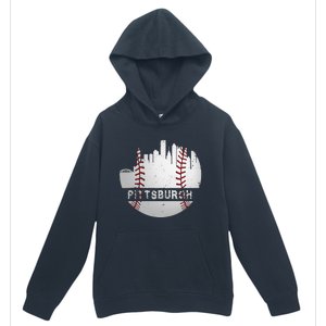 Pittsburgh Baseball Cityscape Distressed Novelty Pirate Gift Urban Pullover Hoodie