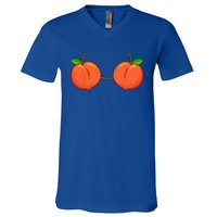 Peach Bra Costume Cute Easy Fruits Halloween Gift V-Neck T-Shirt