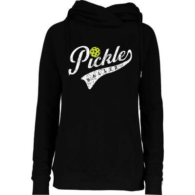Pickle Baller Cool Paddle Sports Pickleball Lover Vintage Womens Funnel Neck Pullover Hood