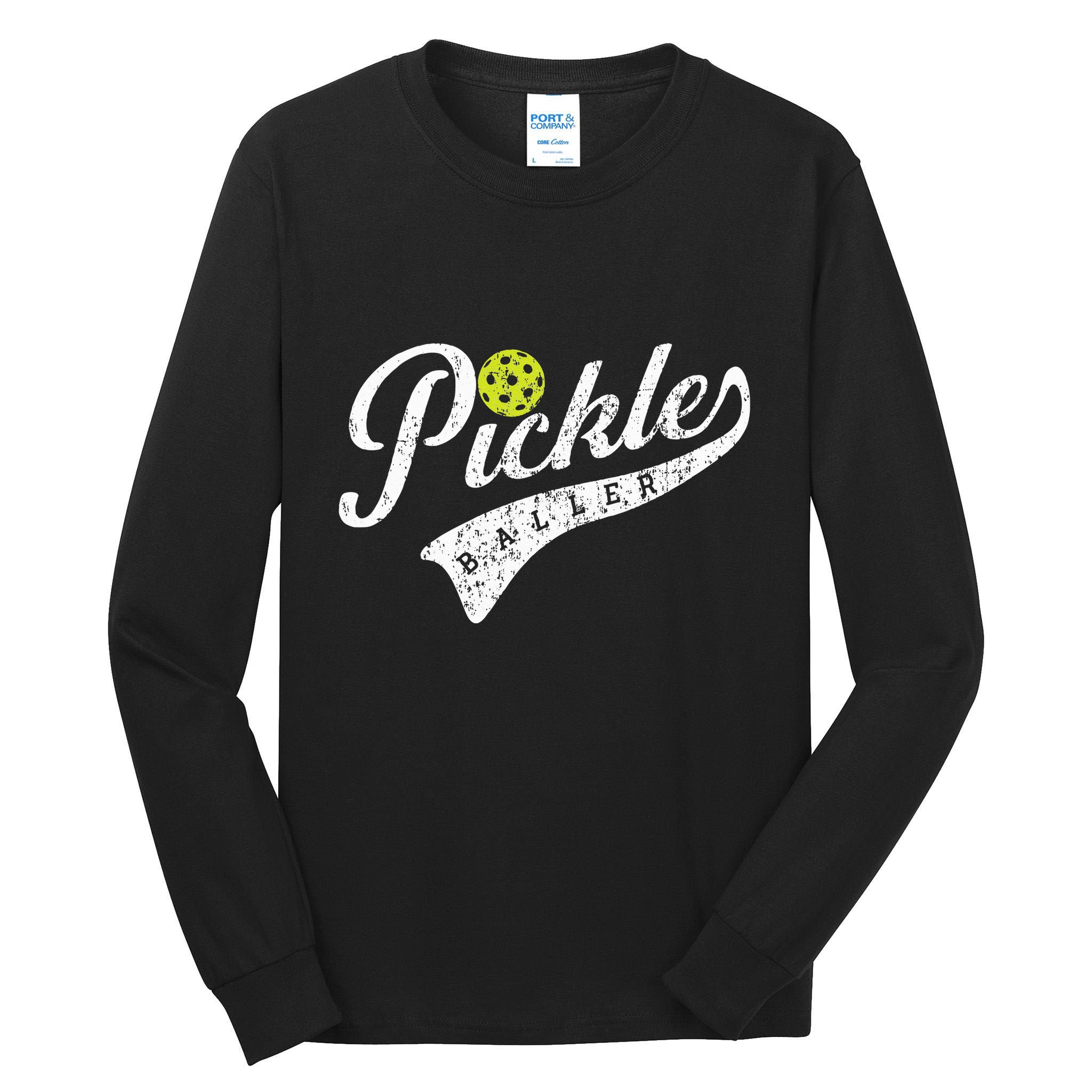 Pickle Baller Cool Paddle Sports Pickleball Lover Vintage Tall Long Sleeve T-Shirt