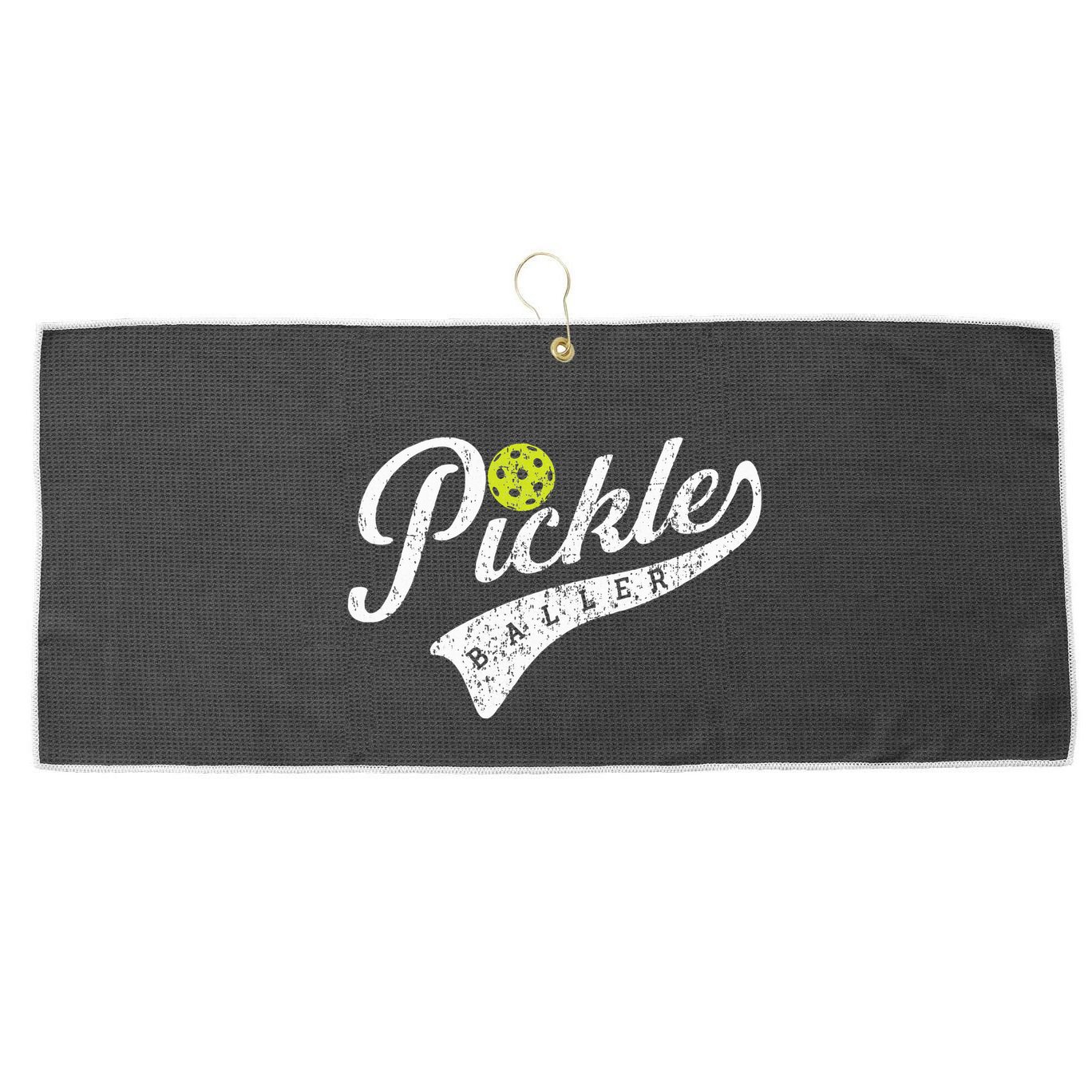 Pickle Baller Cool Paddle Sports Pickleball Lover Vintage Large Microfiber Waffle Golf Towel