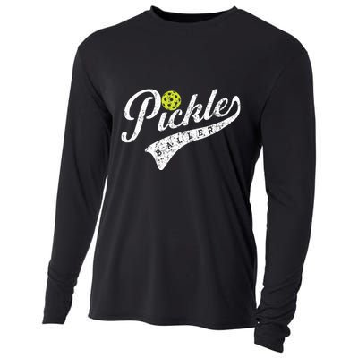 Pickle Baller Cool Paddle Sports Pickleball Lover Vintage Cooling Performance Long Sleeve Crew
