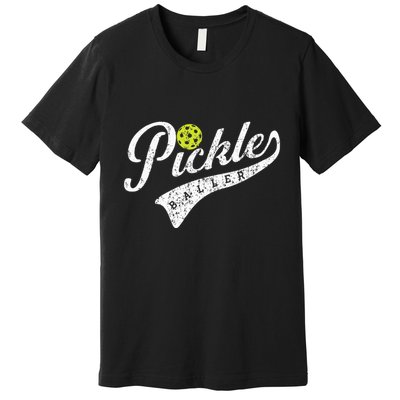 Pickle Baller Cool Paddle Sports Pickleball Lover Vintage Premium T-Shirt