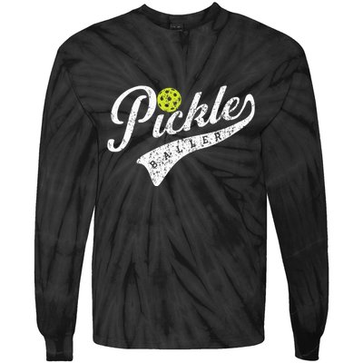Pickle Baller Cool Paddle Sports Pickleball Lover Vintage Tie-Dye Long Sleeve Shirt