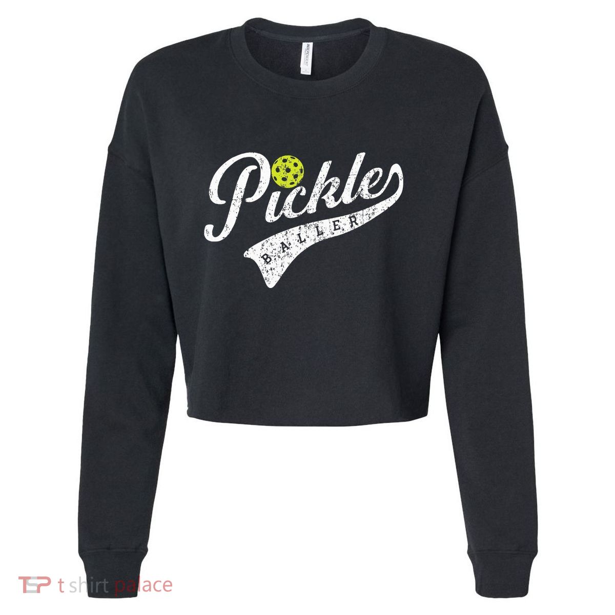 Pickle Baller Cool Paddle Sports Pickleball Lover Vintage Cropped Pullover Crew