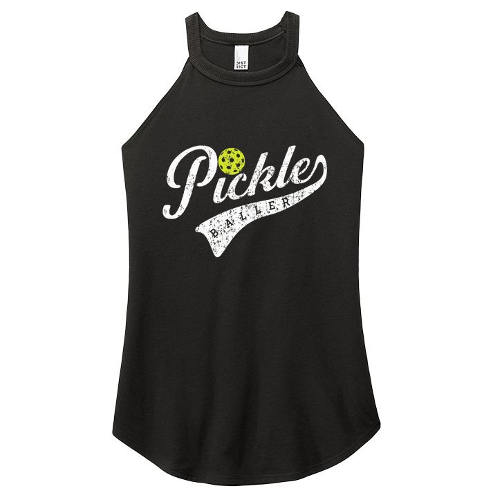 Pickle Baller Cool Paddle Sports Pickleball Lover Vintage Women's Perfect Tri Rocker Tank