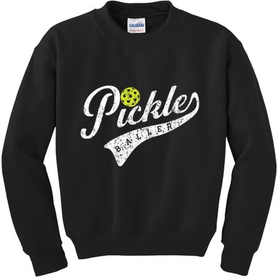 Pickle Baller Cool Paddle Sports Pickleball Lover Vintage Kids Sweatshirt