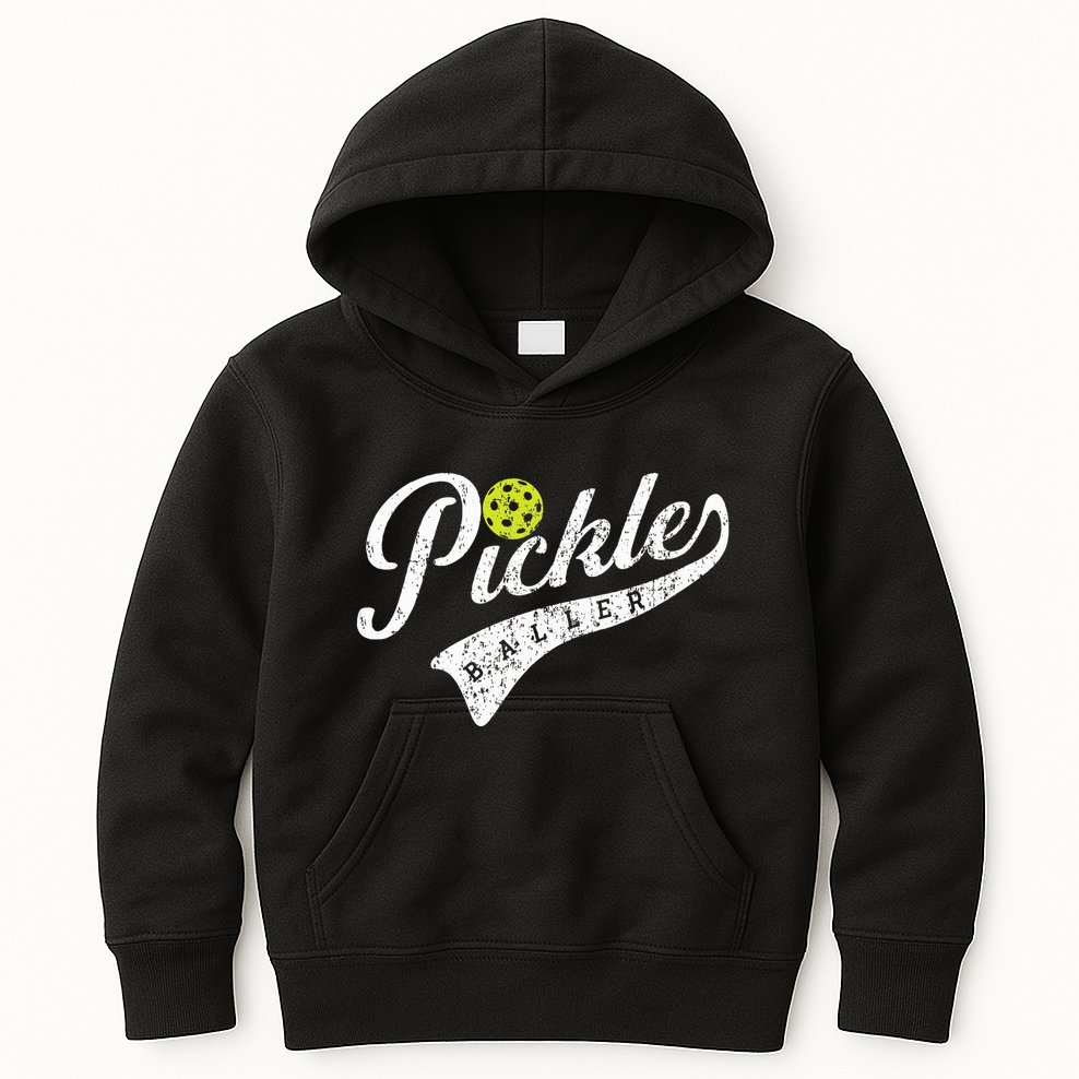 Pickle Baller Cool Paddle Sports Pickleball Lover Vintage Kids Hoodie