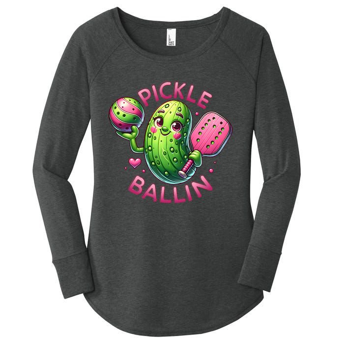 Pickle Ballin Cute Pickleball Women Pickleball Lovers Women's Perfect Tri Tunic Long Sleeve Shirt