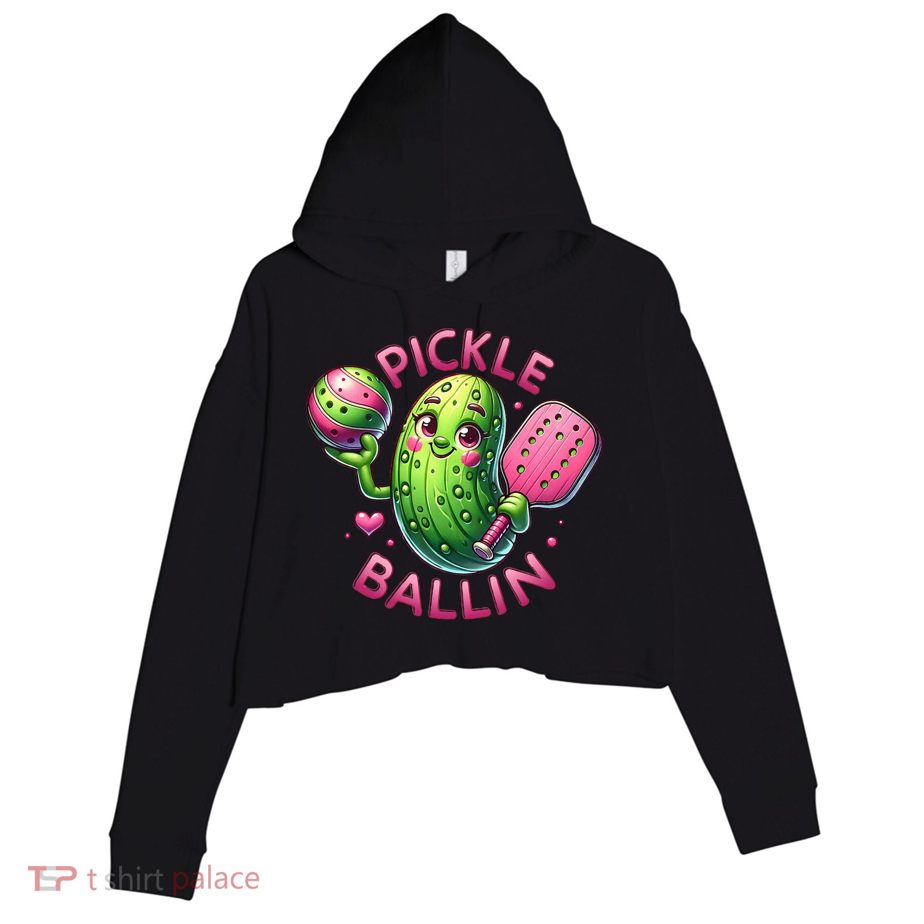 Pickle Ballin Cute Pickleball Women Pickleball Lovers Crop Fleece Hoodie