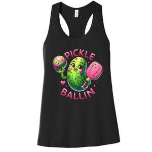 Pickle Ballin Cute Pickleball Women Pickleball Lovers Women's Racerback Tank