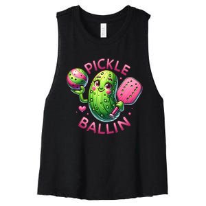 Pickle Ballin Cute Pickleball Women Pickleball Lovers Women's Racerback Cropped Tank