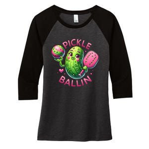 Pickle Ballin Cute Pickleball Women Pickleball Lovers Women's Tri-Blend 3/4-Sleeve Raglan Shirt