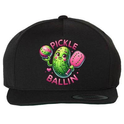 Pickle Ballin Cute Pickleball Women Pickleball Lovers Wool Snapback Cap