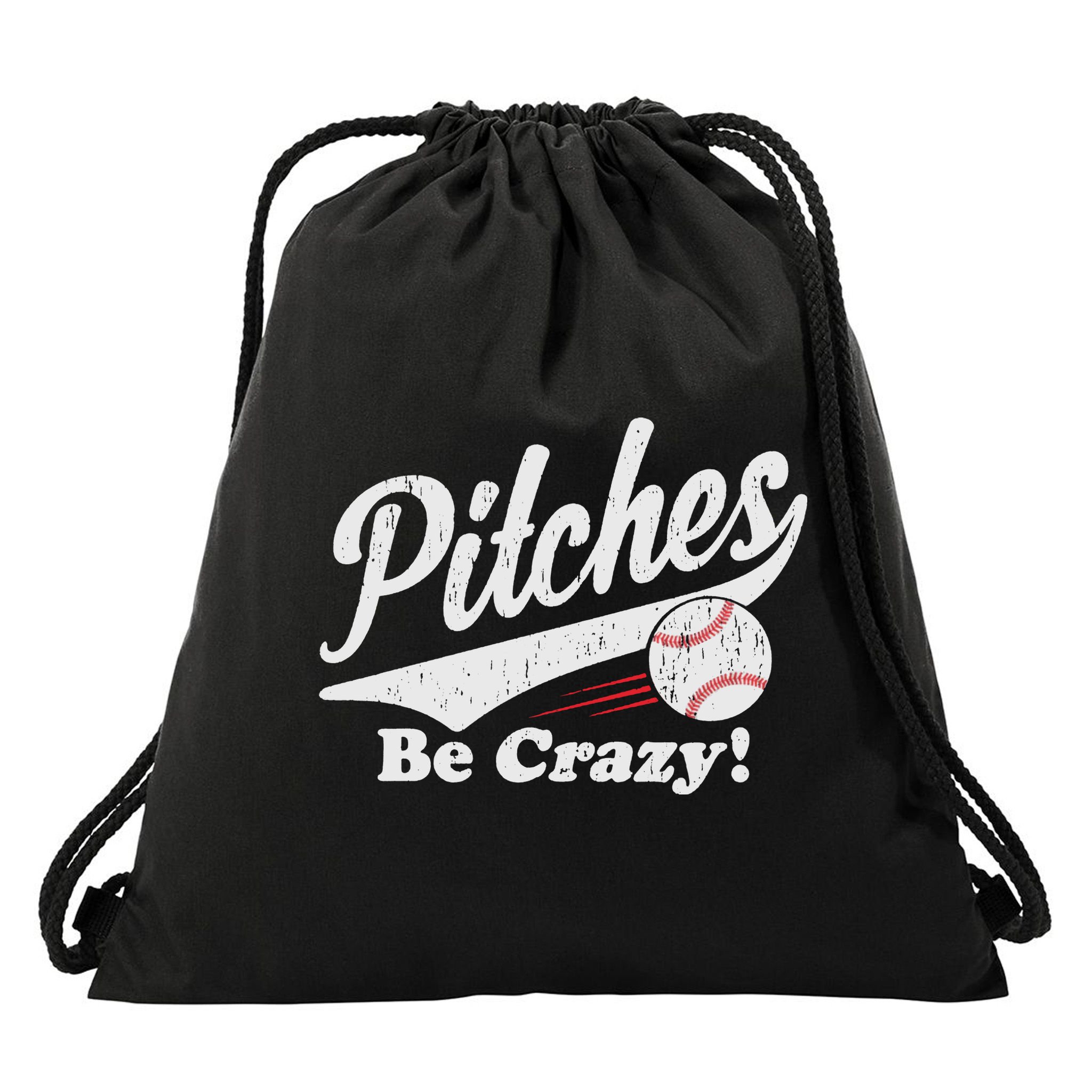 PITCHES BE CRAZY FUNNY BASEBALL MEME Drawstring Bag
