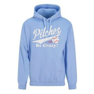 PITCHES BE CRAZY FUNNY BASEBALL MEME Unisex Surf Hoodie