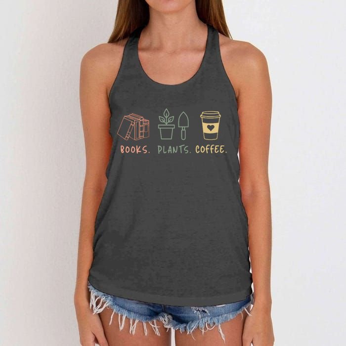 Plants Books Coffee Lover Women's Knotted Racerback Tank