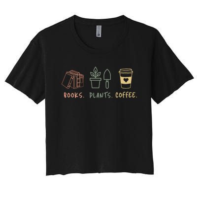 Plants Books Coffee Lover Women's Crop Top Tee