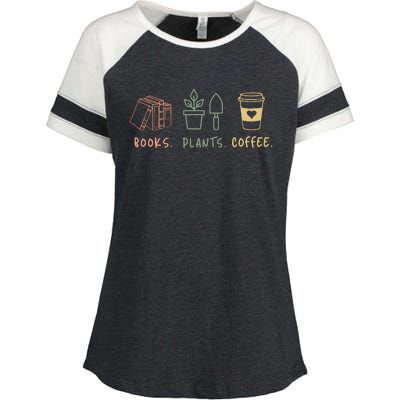 Plants Books Coffee Lover Enza Ladies Jersey Colorblock Tee