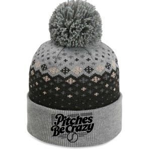 Pitches Be Crazy Softball Pitcher Gift The Baniff Cuffed Pom Beanie