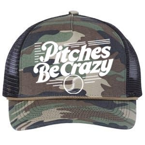 Pitches Be Crazy Softball Pitcher Gift Retro Rope Trucker Hat Cap