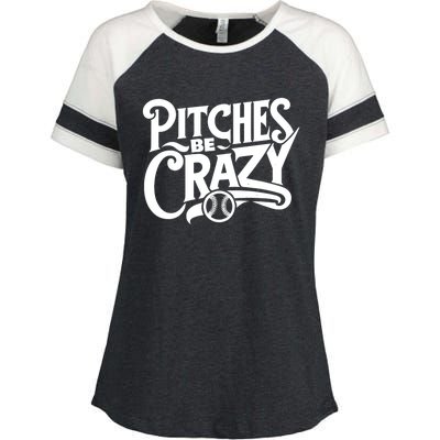 Pitches Be Crazy Softball Pitcher Gift Enza Ladies Jersey Colorblock Tee