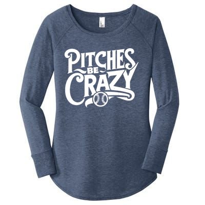 Pitches Be Crazy Softball Pitcher Gift Women's Perfect Tri Tunic Long Sleeve Shirt