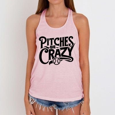 Pitches Be Crazy Softball Pitcher Gift Women's Knotted Racerback Tank