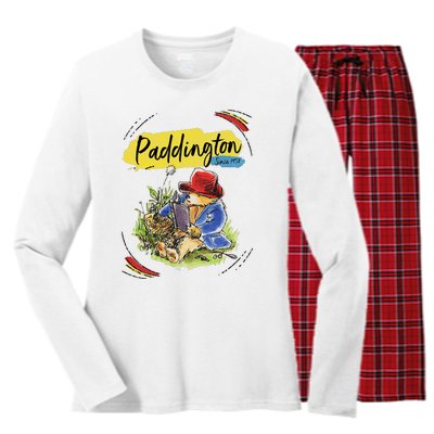 P.A.D.D.I.N.G.T.O.N B.E.A.R Classic Portrait Teddy Bears Picnic Women's Long Sleeve Flannel Pajama Set 