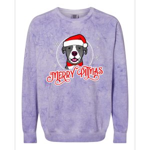 Pit Bull Christmas Merry Pitmas Colorblast Crewneck Sweatshirt