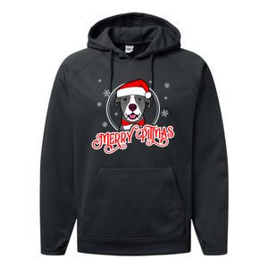 Pit Bull Christmas Merry Pitmas Performance Fleece Hoodie