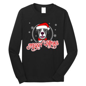 Pit Bull Christmas Merry Pitmas Long Sleeve Shirt