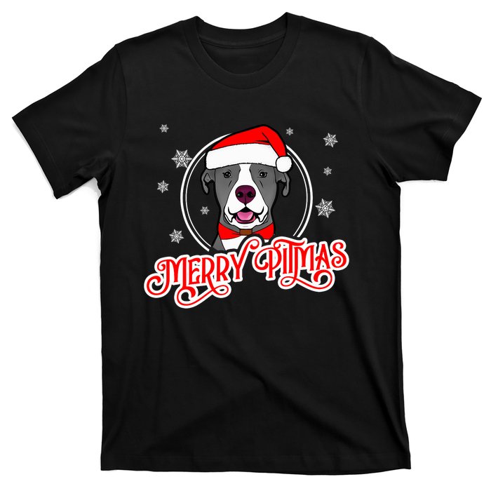 Pit Bull Christmas Merry Pitmas T-Shirt