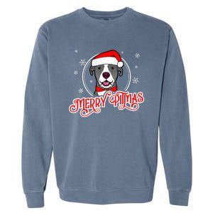 Pit Bull Christmas Merry Pitmas Garment-Dyed Sweatshirt