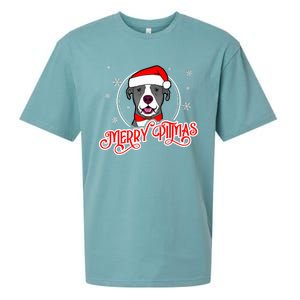 Pit Bull Christmas Merry Pitmas Sueded Cloud Jersey T-Shirt