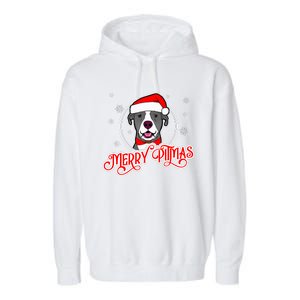 Pit Bull Christmas Merry Pitmas Garment-Dyed Fleece Hoodie