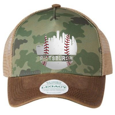 Pittsburgh Baseball Cityscape Distressed Novelty Pirate Gift Legacy Tie Dye Trucker Hat