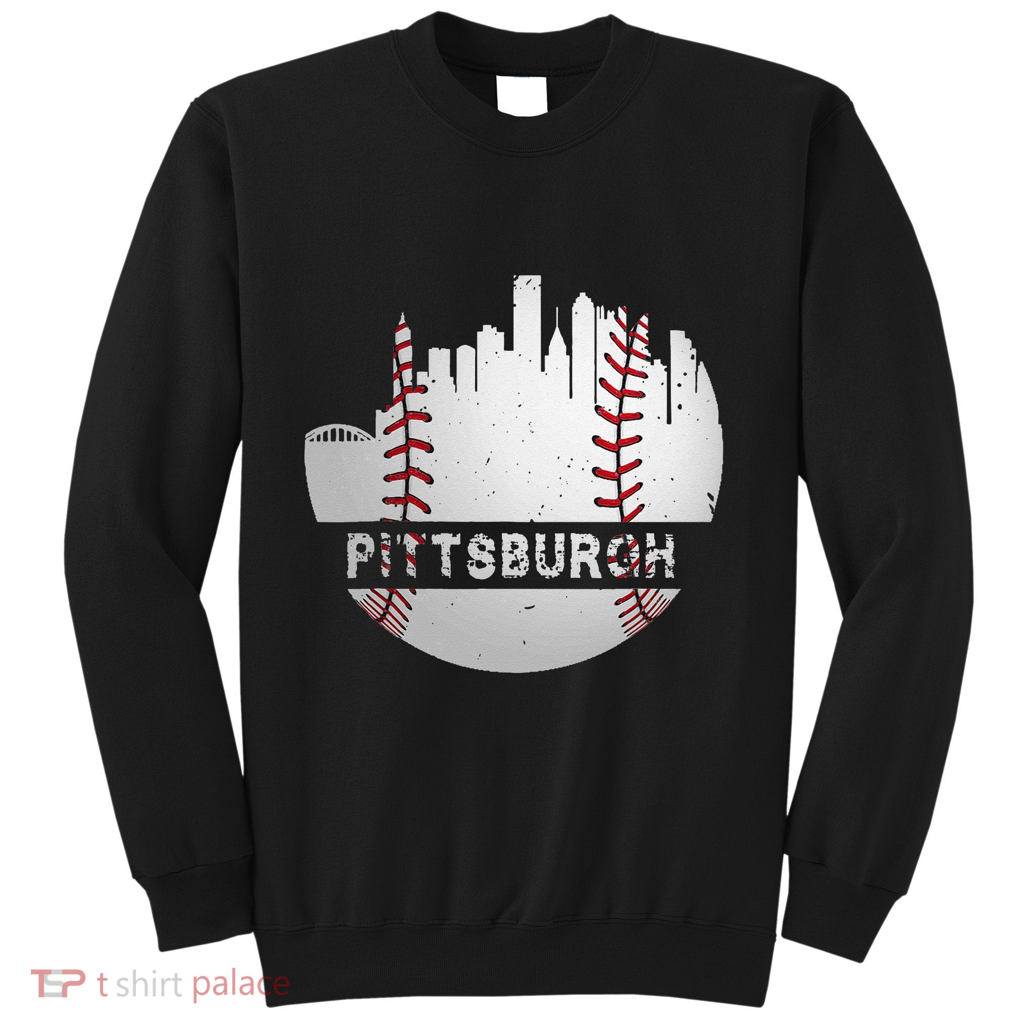 Pittsburgh Baseball Cityscape Distressed Novelty Pirate Gift Sweatshirt
