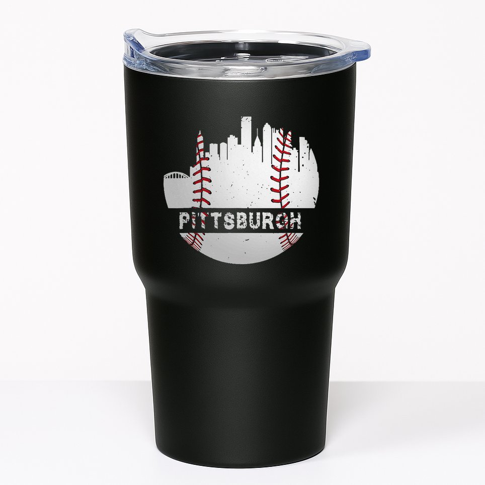 Pittsburgh Baseball Cityscape Distressed Novelty Pirate Gift Tumbler