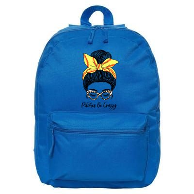 Pitches Be Crazy Softball Player Funny Softball Pitcher Gift 16 in Basic Backpack