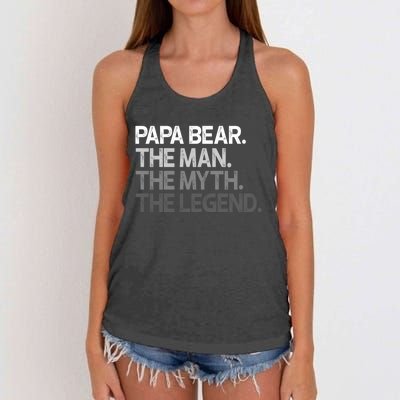 Papa Bear Cool Gift For Dads And Fathers: The Myth Legend Gift Women's Knotted Racerback Tank