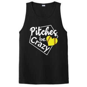 Pitches Be Crazy Softball Player Funny Funny Gift PosiCharge Competitor Tank