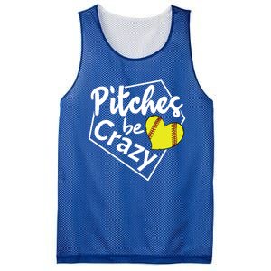 Pitches Be Crazy Softball Player Funny Funny Gift Mesh Reversible Basketball Jersey Tank