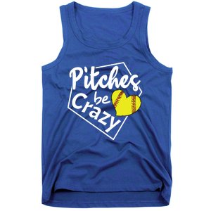 Pitches Be Crazy Softball Player Funny Funny Gift Tank Top